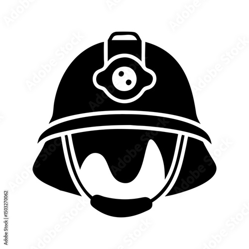 Illustration of a traditional coal miner's helmet with an integrated lamp