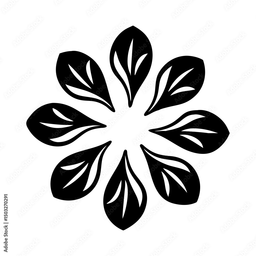 Fototapeta premium Elegant Floral Arrangement with Symmetrical Black Petals on a White Background
