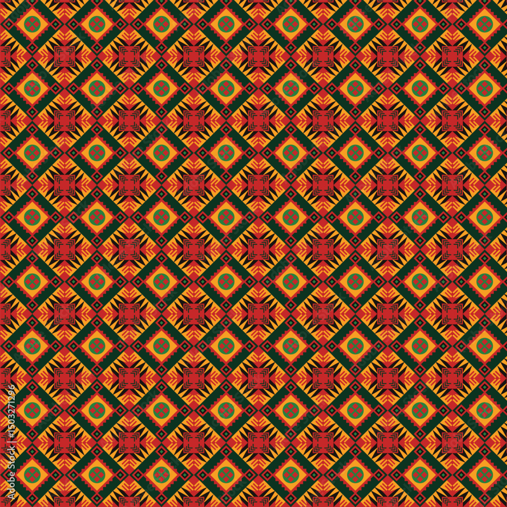 Intricate Geometric Mosaic with Symmetrical Repeating Elements Intricate Geometric Mosaic with Symmetrical Repeating Elements