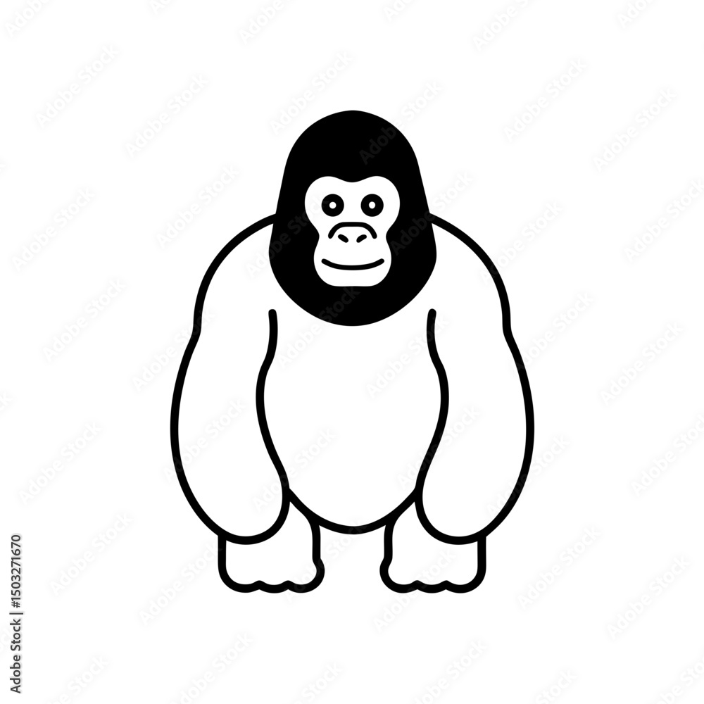 Vector illustration of cute Gorilla line art illustration Vector illustration of cute Gorilla line art illustration