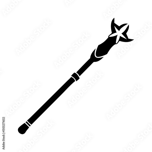 Stylized depiction of a royal scepter or mage's staff with decorative accents