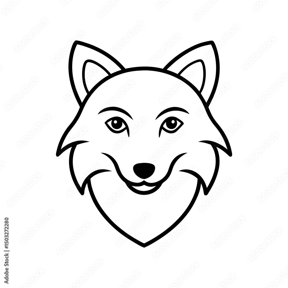 Naklejka premium Vector illustration of cute Wolf line art illustration