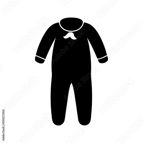Stylized Black Silhouette of a Baby Onesie with a Necktie Design