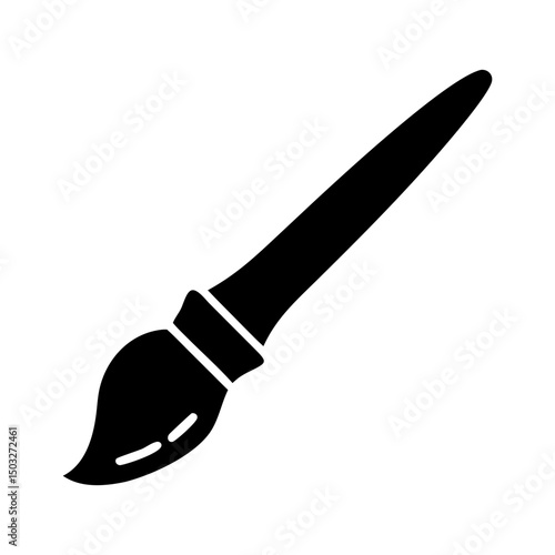 Black and White Vector Illustration of a Paintbrush Tool for Artists