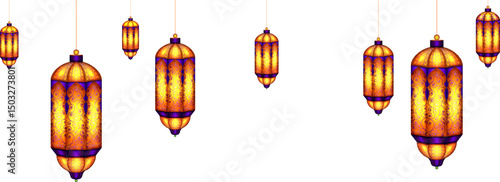 Ramadan Kareem (Generous Ramadan) greetings for Islam religious festival Eid with illuminated lamp