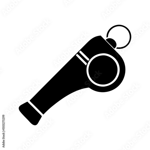 Simplified black and white icon illustration of a classic Acme whistle