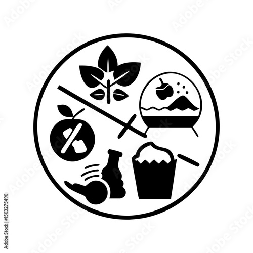Abstract representation of different natural and manmade processes within a circle