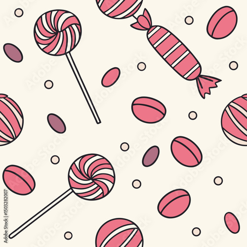 A seamless pattern of playful candy shapes