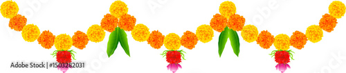Flower garland decoration toran for Happy Diwali, Dussehra Indian Holiday festival background template for banner