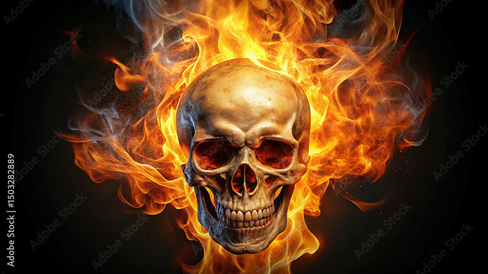 Flame skull background black Flame skull background black