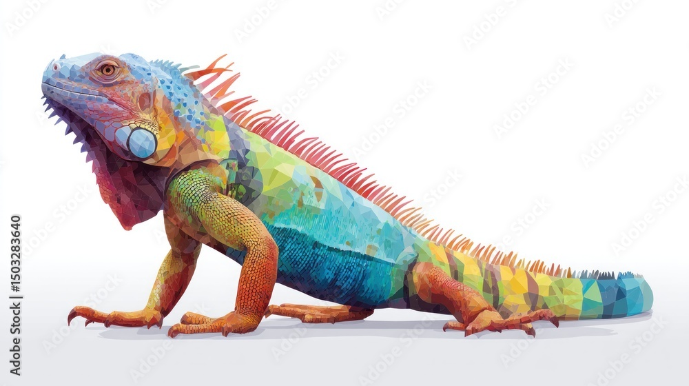 Obraz premium Vibrant multicolored iguana, detailed illustration
