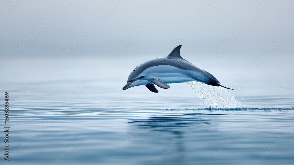 Fototapeta premium Ocean Dolphin Performing Leap in Natural Habitat