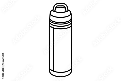 Minimal Line Art of a Travel Thermos – Vector Camping & Hiking Illustration

