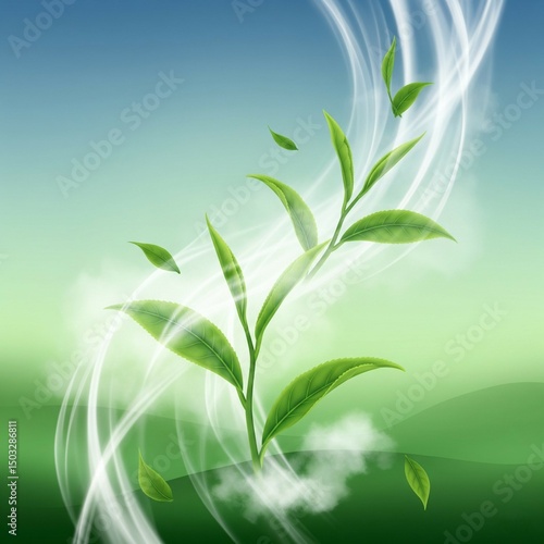 green tea leaves background