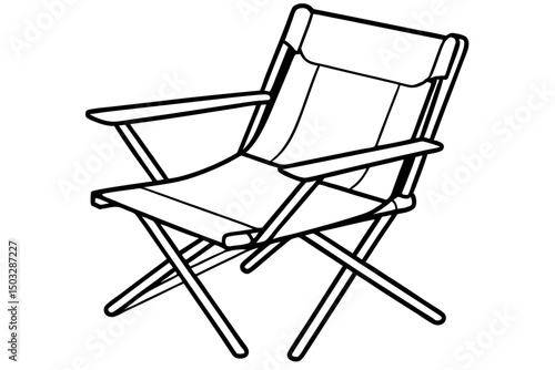 Minimal Line Art of a Folding Camp Chair – Vector Graphic

