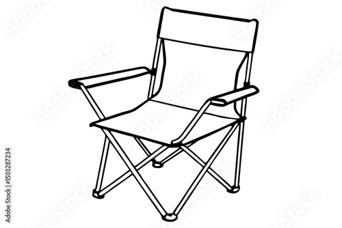 Minimal Line Art of a Folding Camp Chair – Vector Graphic

