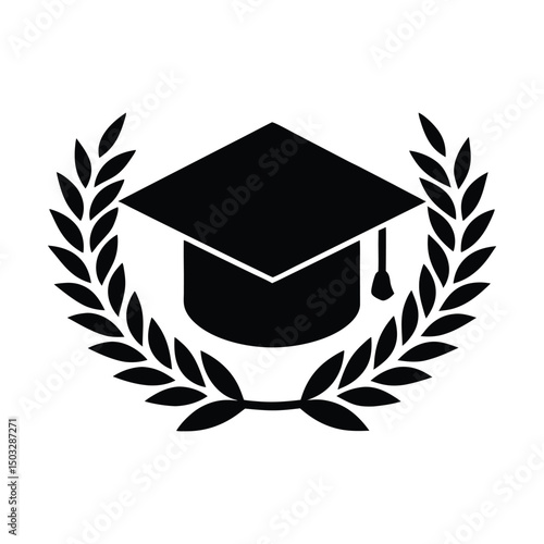  silhouette of a graduation hat with laurel wreath 