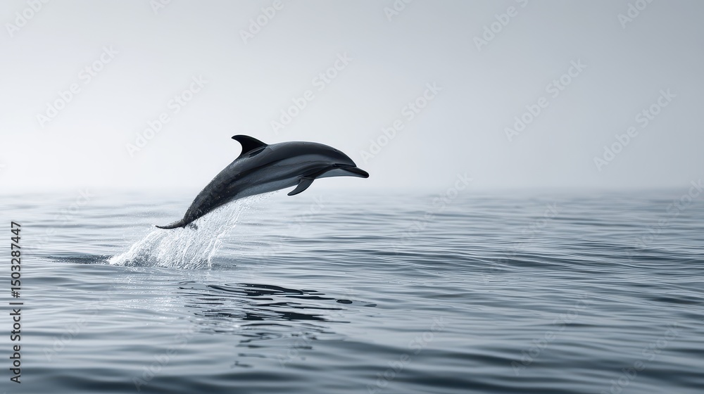 Fototapeta premium Dolphin Leaping Gracefully Above Ocean Surface