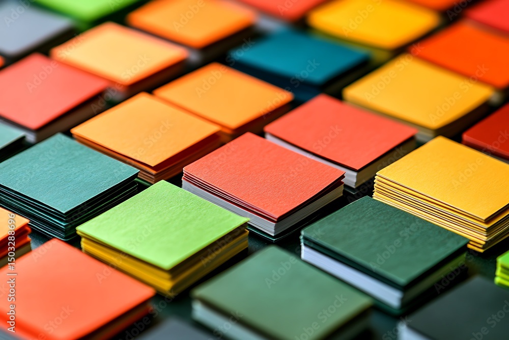 Fototapeta premium Colorful Paper Squares Arranged in a Grid Pattern, Representing Creativity and Organization