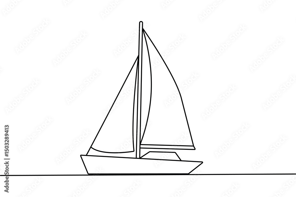Minimalist sailboat one line drawing continuous line nautical vector illustration
Minimalist sailboat one line drawing continuous line nautical vector illustration