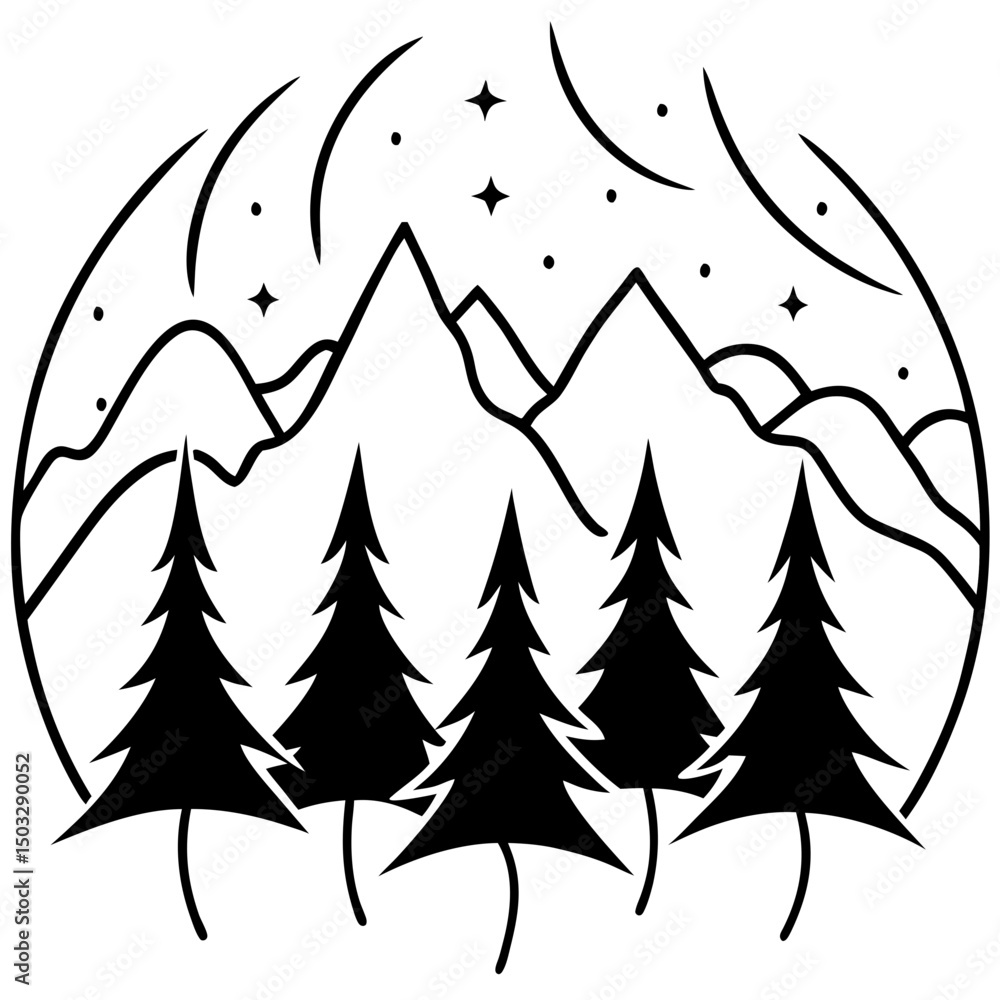 Obraz premium Northern lights above forest