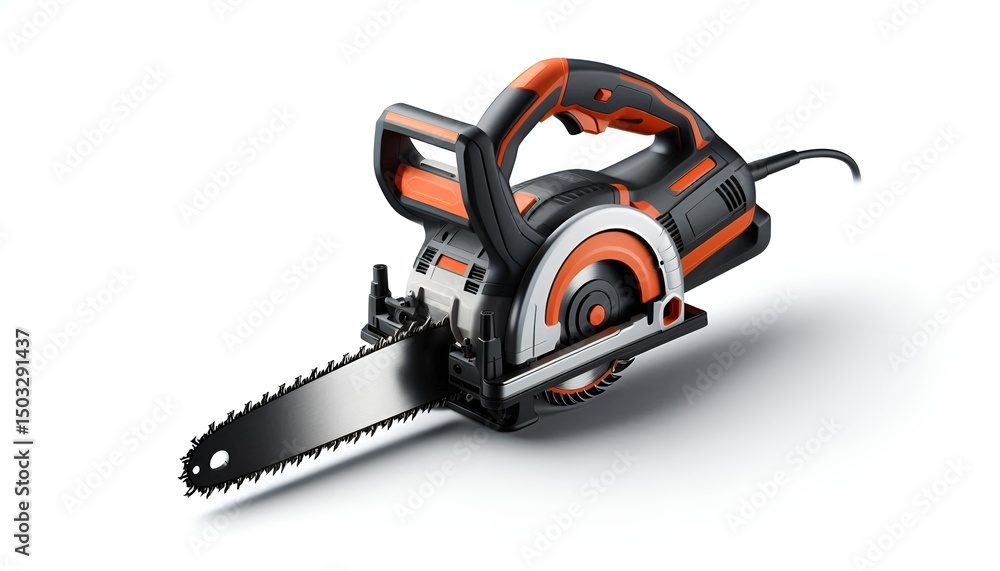 Isolated modern electric saw on white background for product display. Isolated modern electric saw on white background for product display.