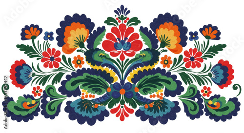 Polish Folk Art Decoration Colorful Flower Arrangement