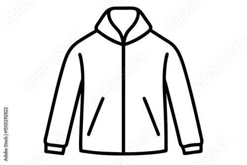 Minimalist Line Art of a Zipped-Up Windbreaker Jacket – Modern Outerwear SVG Illustration

