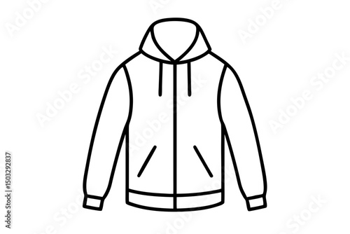 Minimalist Line Art of a Zipped-Up Windbreaker Jacket – Modern Outerwear SVG Illustration

