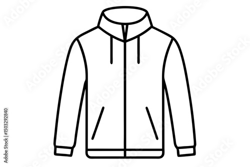 Minimalist Line Art of a Zipped-Up Windbreaker Jacket – Modern Outerwear SVG Illustration

