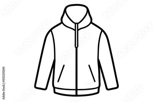 Minimalist Line Art of a Zipped-Up Windbreaker Jacket – Modern Outerwear SVG Illustration

