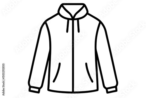 Minimalist Line Art of a Zipped-Up Windbreaker Jacket – Modern Outerwear SVG Illustration

