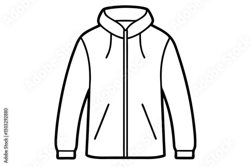 Minimalist Line Art of a Zipped-Up Windbreaker Jacket – Modern Outerwear SVG Illustration

