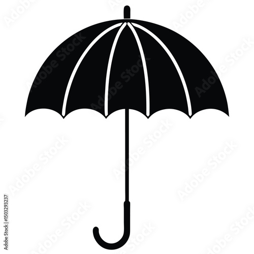 black umbrella isolated on white background