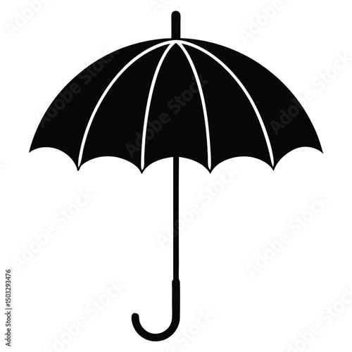 black umbrella isolated on white background