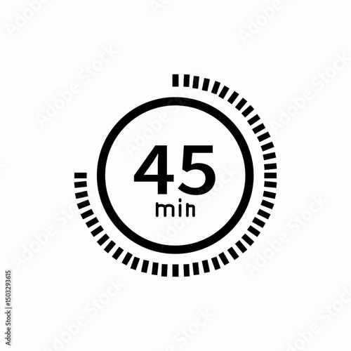 Forty five minutes timer icon vector sign