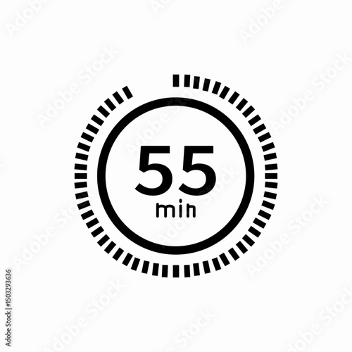 Fifty five minutes timer icon vector sign