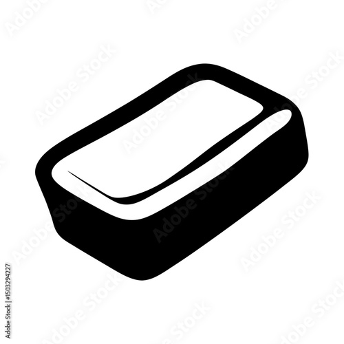 Abstract depiction of a smooth soap bar in black and white color