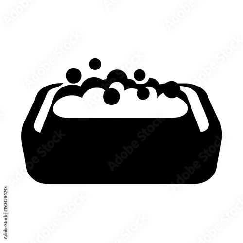 Black silhouette of a washbasin filled with soapy water and bubbles