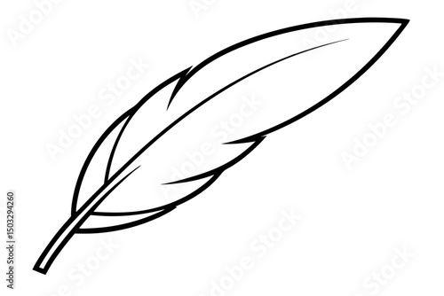Minimalist Black Line Art of a Goose Feather – Elegant Feather SVG Illustration


