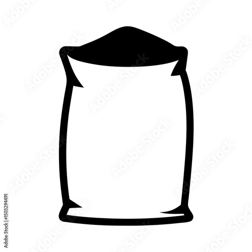 Simple black and white vector image of a bag full of material