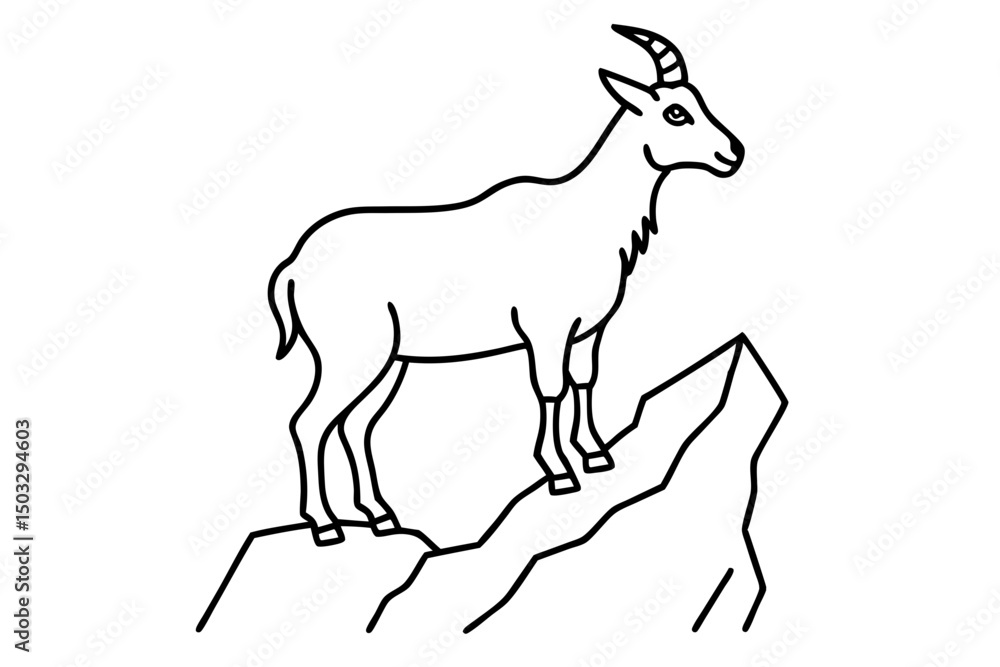 Simple Black Line Drawing of a Mountain Goat on a Cliff – Vector SVG
Simple Black Line Drawing of a Mountain Goat on a Cliff – Vector SVG