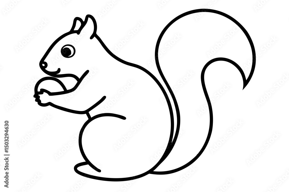 Simple Black Line Drawing of a Squirrel with a Nut – Vector SVG
Simple Black Line Drawing of a Squirrel with a Nut – Vector SVG