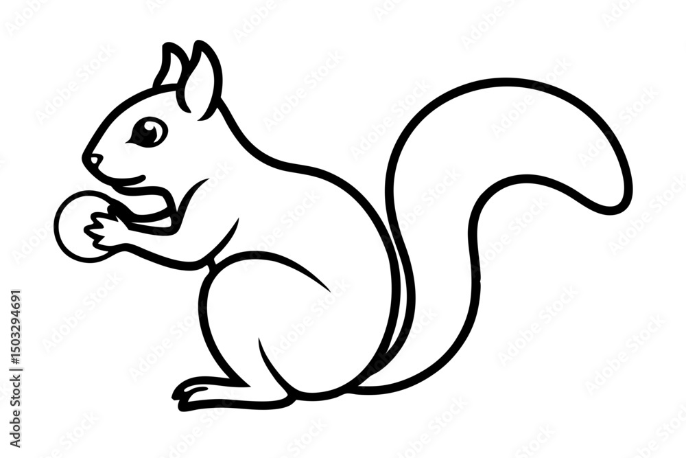Simple Black Line Drawing of a Squirrel with a Nut – Vector SVG
Simple Black Line Drawing of a Squirrel with a Nut – Vector SVG
