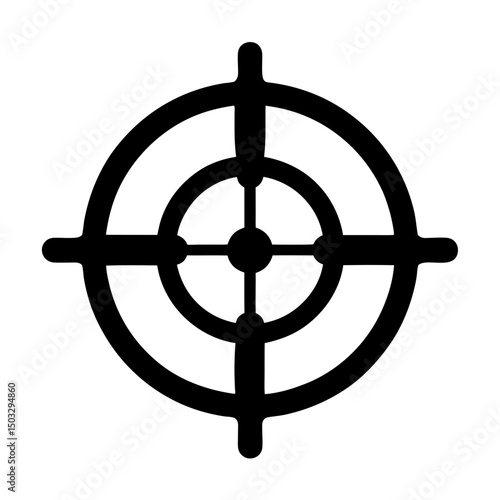 Black and white target icon designed for precision, accuracy, and focus