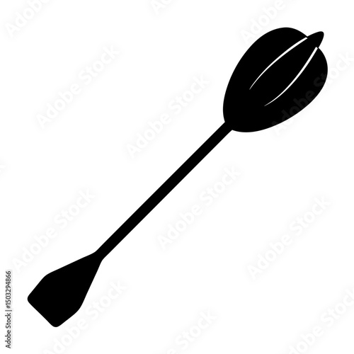 Stylized black and white illustration of a symmetrical symmetrical canoe paddle