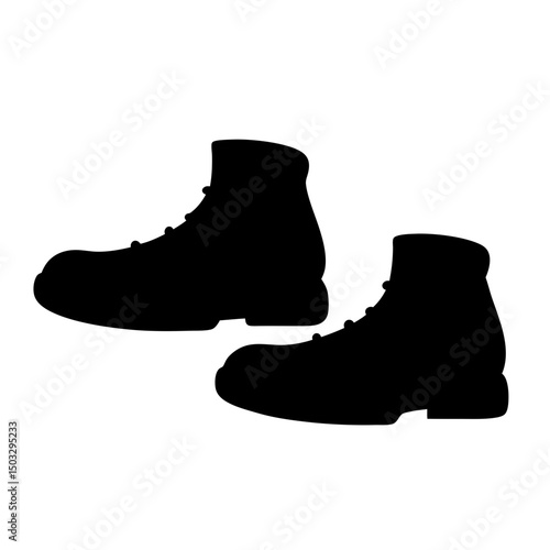 A pair of laceup boots depicted as a black silhouette image