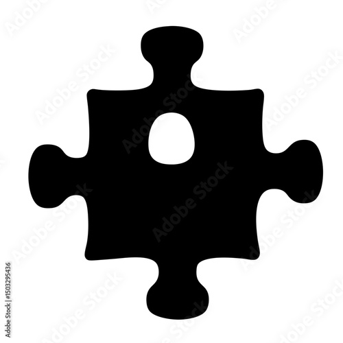 Simple black and white puzzle piece with a small central opening