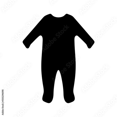 Black silhouette of a baby onesie with long sleeves and feet coverings