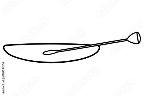 Simple Black Line Illustration of Paddleboard and Paddle – Vector SVG

